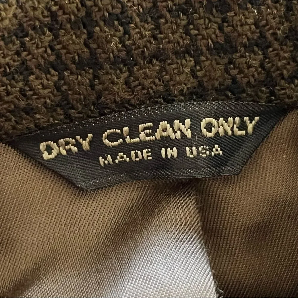 Vintage Brown Window Pane 100% Wool Blazer Coat Costume Prop Theatre